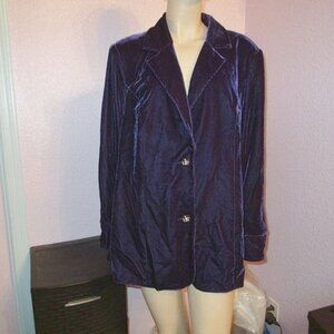 Vtg Crushed Velvet Blazer Size 1X Jacket Jeweled Purple Lined Business Casual